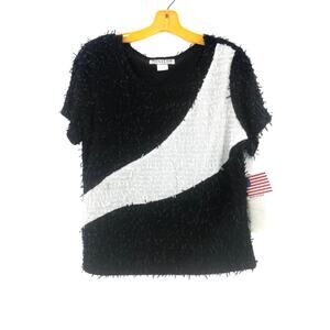 Hanalori Fluffy Furry Fuzzy Top Short Sleeves NWT